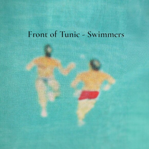 Akris Swimmer In Antigua Print Ocean Turquoise Blue Designer Drape Tunic - Picture 7 of 13